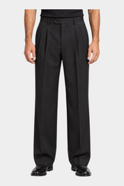 Pantaloni eleganti neri Follower SRL dal taglio sartoriale con pinces, realizzati in misto poliestere e viscosa