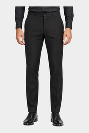 Pantaloni neri eleganti da uomo Follower SRL in misto poliestere e viscosa, taglio sartoriale Made in Italy