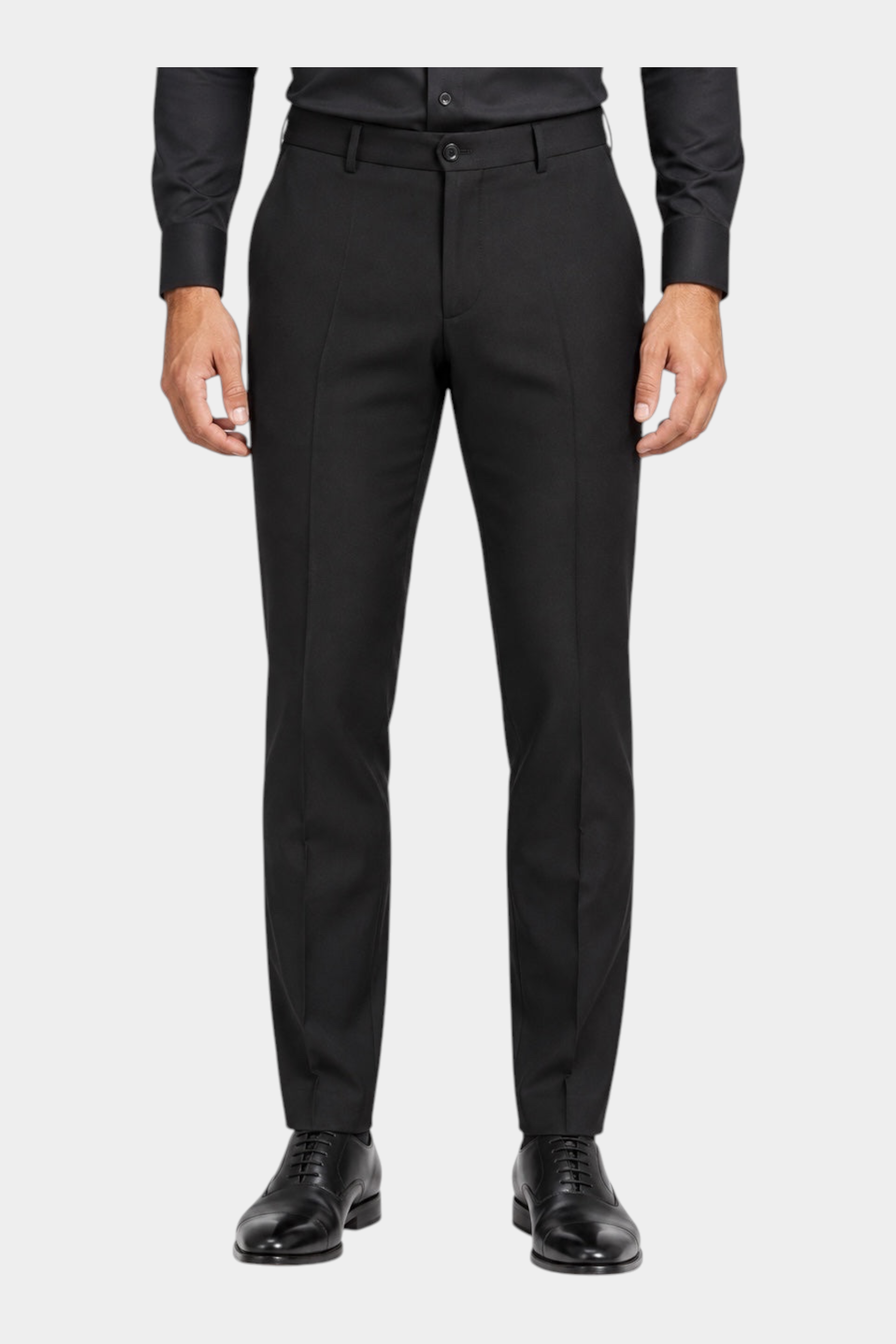 Pantaloni neri eleganti da uomo Follower SRL in misto poliestere e viscosa, taglio sartoriale Made in Italy