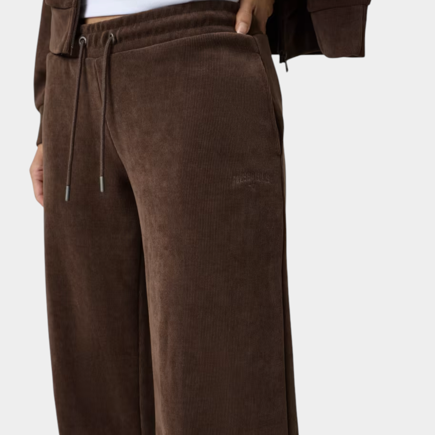 Pantaloni della tuta a coste marroni GUESS di Follower SRL con vita elasticizzata e coulisse
