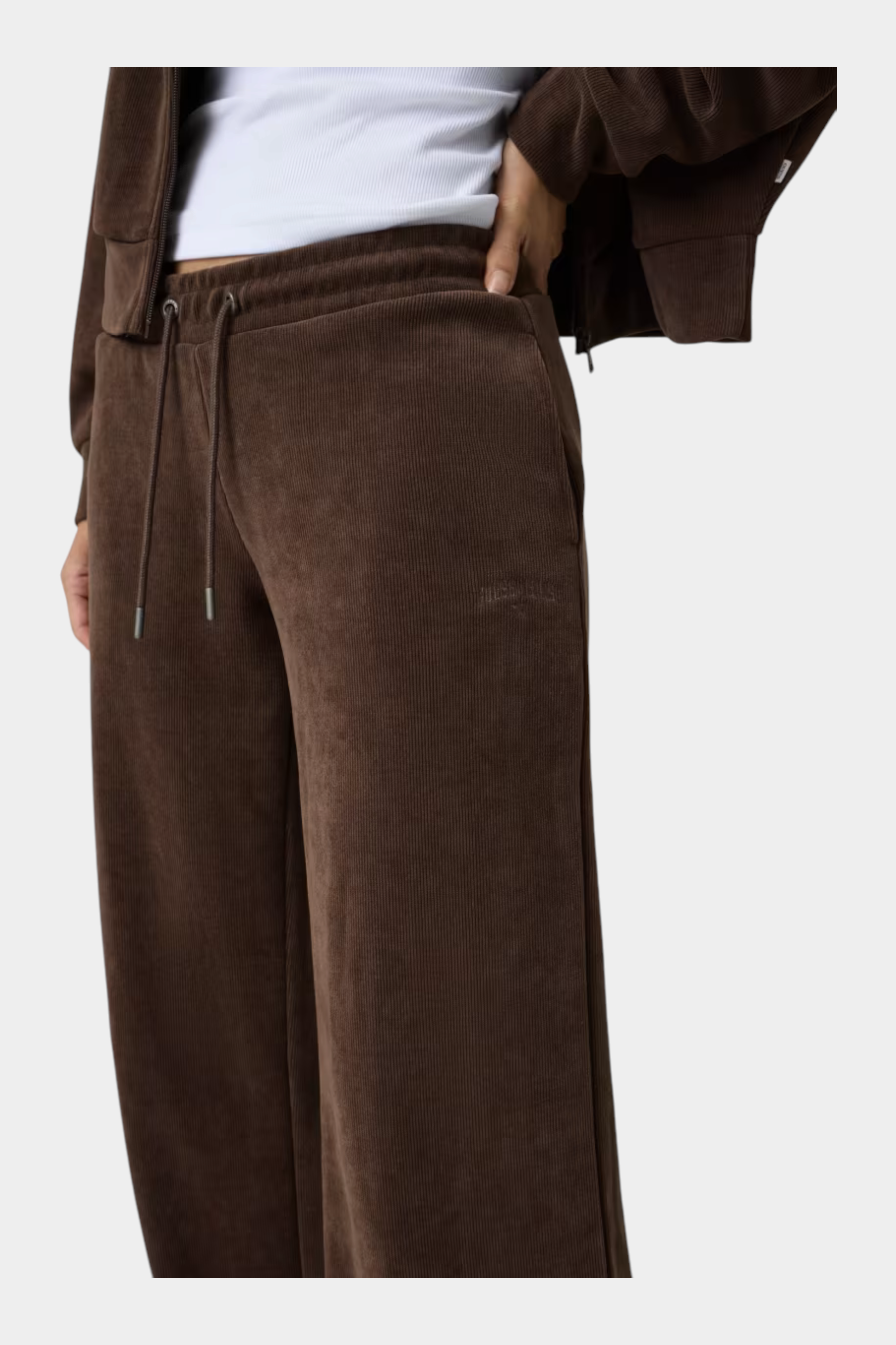 Pantaloni della tuta a coste marroni GUESS di Follower SRL con vita elasticizzata e coulisse