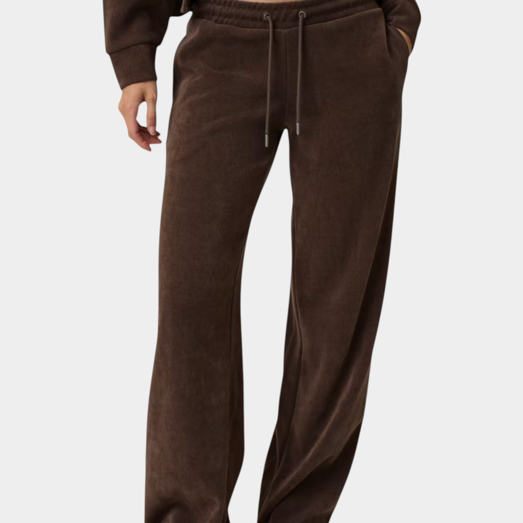 Pantaloni della tuta a coste marroni GUESS di Follower SRL con vestibilità ampia e coulisse in vita