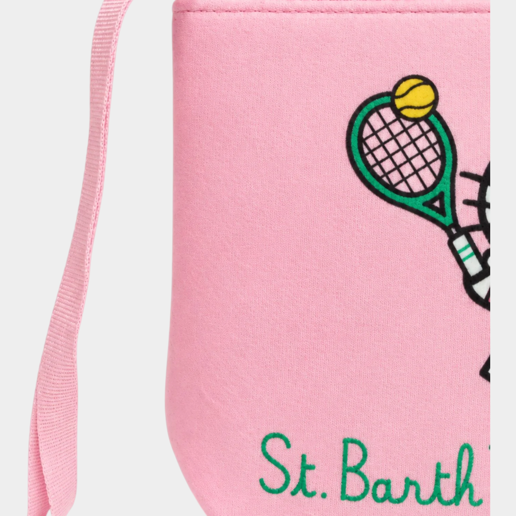 Pochette Follower SRL Aline rosa con stampa Hello Kitty e racchetta da tennis, dotata di pratico laccetto laterale.
