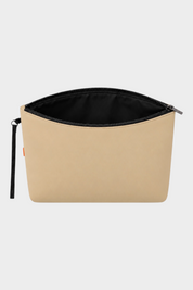 Pochette unisex Follower SRL in neoprene beige con chiusura a zip nera e cinturino laterale