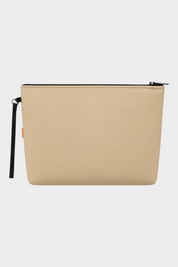Pochette unisex Follower SRL in neoprene color beige con chiusura a zip e cinturino da polso nero