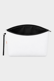 Pochette unisex Follower SRL in neoprene bianco con chiusura a zip nera e cinturino da polso