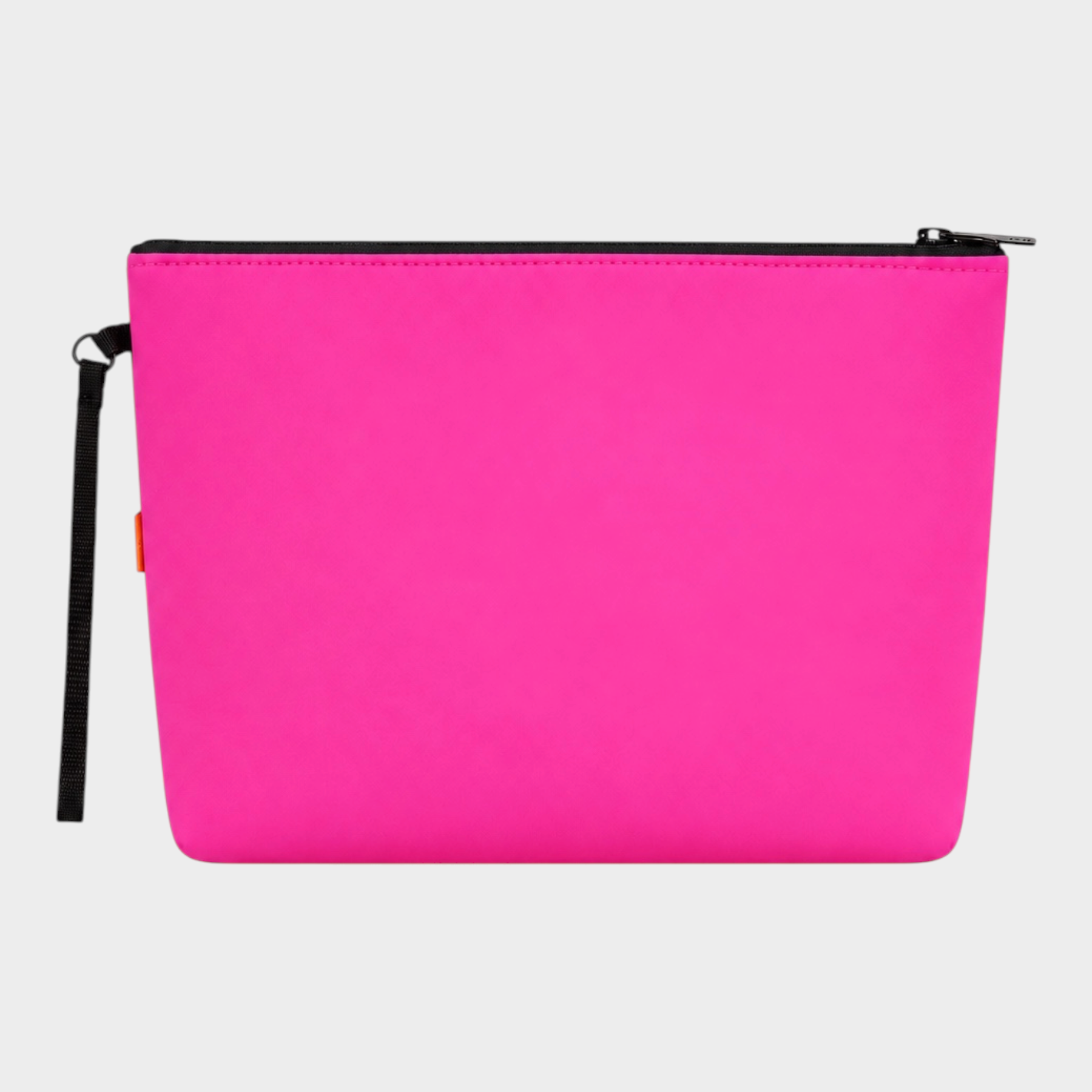 Pochette unisex Follower SRL in neoprene fucsia con chiusura a zip nera e cinturino da polso