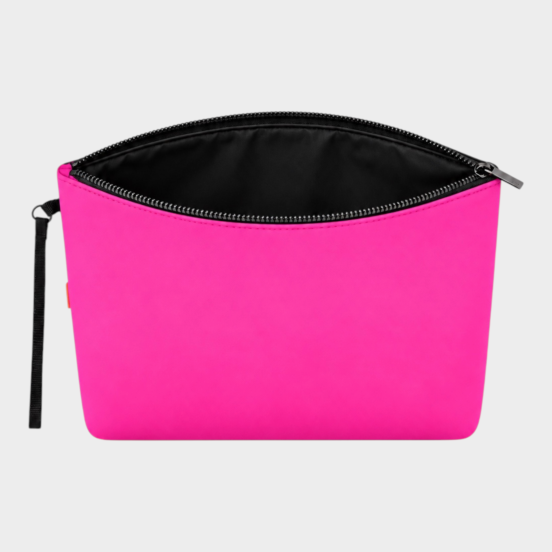 Pochette unisex Follower SRL in neoprene fucsia con chiusura a zip nera e cinturino da polso