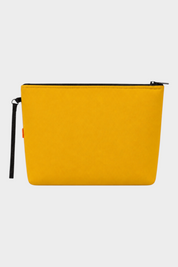 Pochette unisex Follower SRL SUNS BOARDS in neoprene giallo con chiusura a zip e cinturino da polso nero