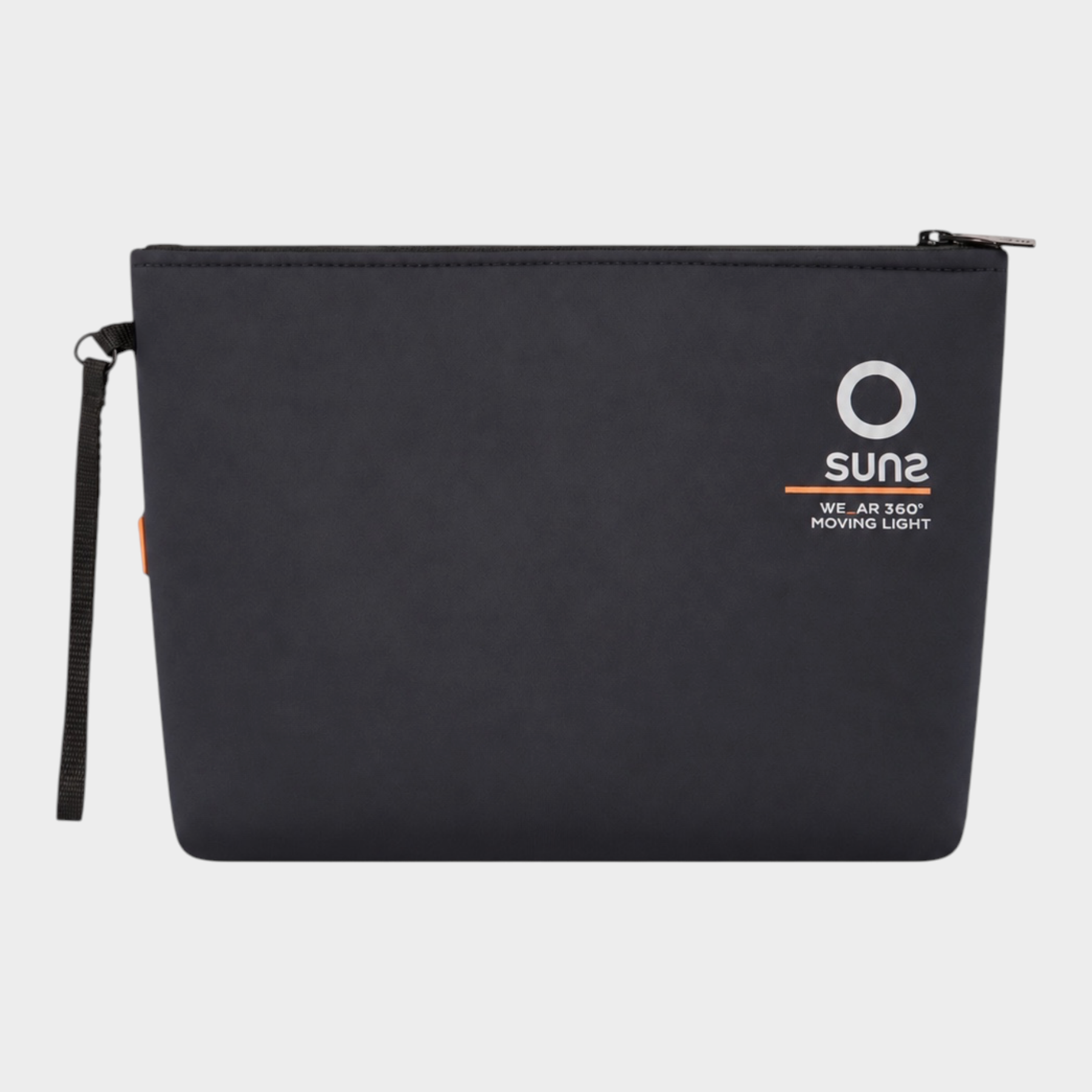Pochette unisex Follower SRL in neoprene grigio con logo SUNS BOARDS e cinturino da polso