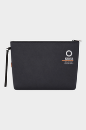Pochette unisex Follower SRL in neoprene grigio con logo SUNS BOARDS e cinturino da polso