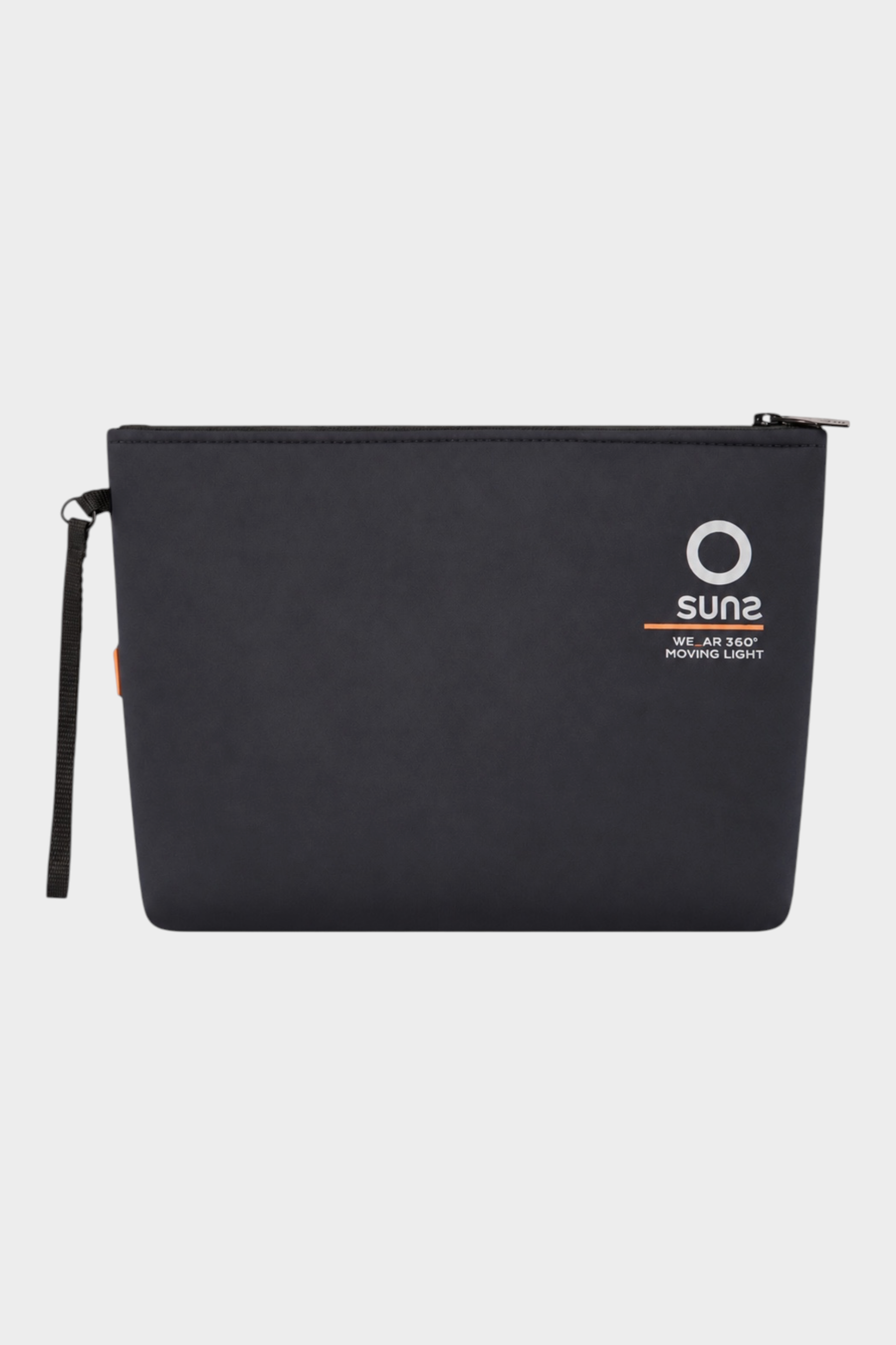 Pochette unisex Follower SRL in neoprene grigio con logo SUNS BOARDS e cinturino da polso
