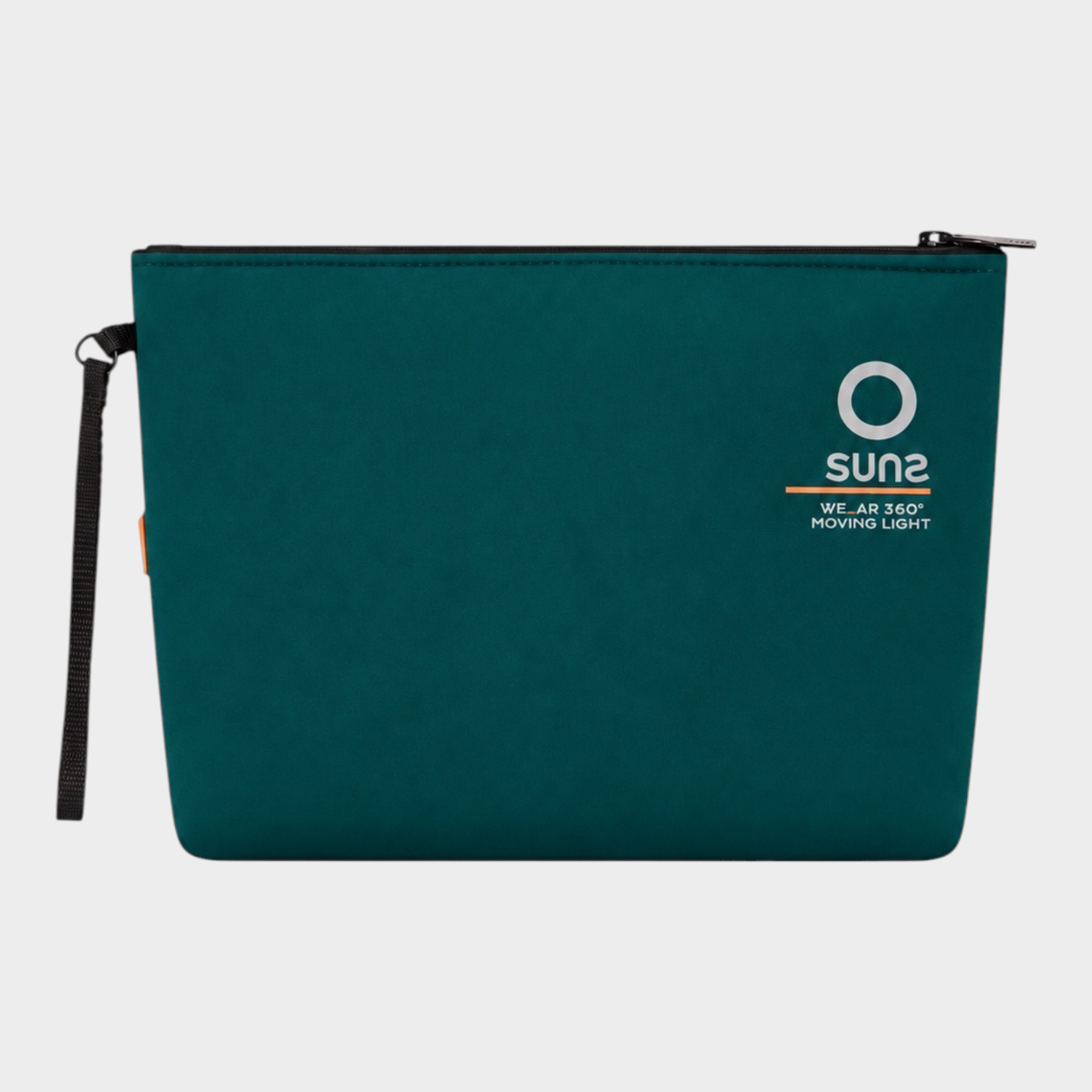 Pochette unisex Follower SRL in neoprene verde con logo SUNS BOARDS e cinturino da polso