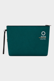 Pochette unisex Follower SRL in neoprene verde con logo SUNS BOARDS e cinturino da polso