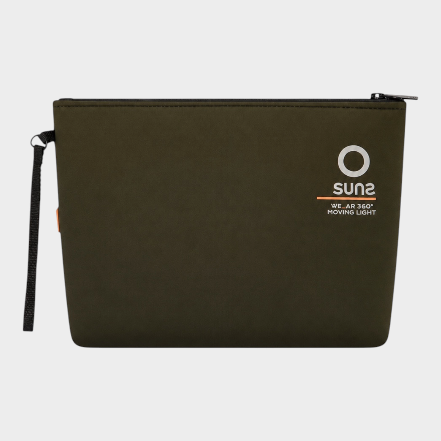 Pochette unisex Follower SRL in neoprene verde con logo SUNS BOARDS e cinturino da polso