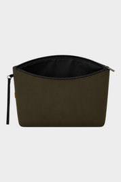 Pochette unisex Follower SRL in neoprene verde con chiusura a zip e cinturino da polso laterale