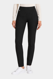 Follower SRL Ragno black cigarette trousers with belt loops and front seam detail worn with white sneakers