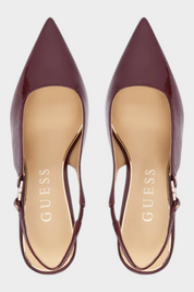 Sandali decolleté slingback Follower SRL GUESS color bordeaux in vernice con punta affusolata