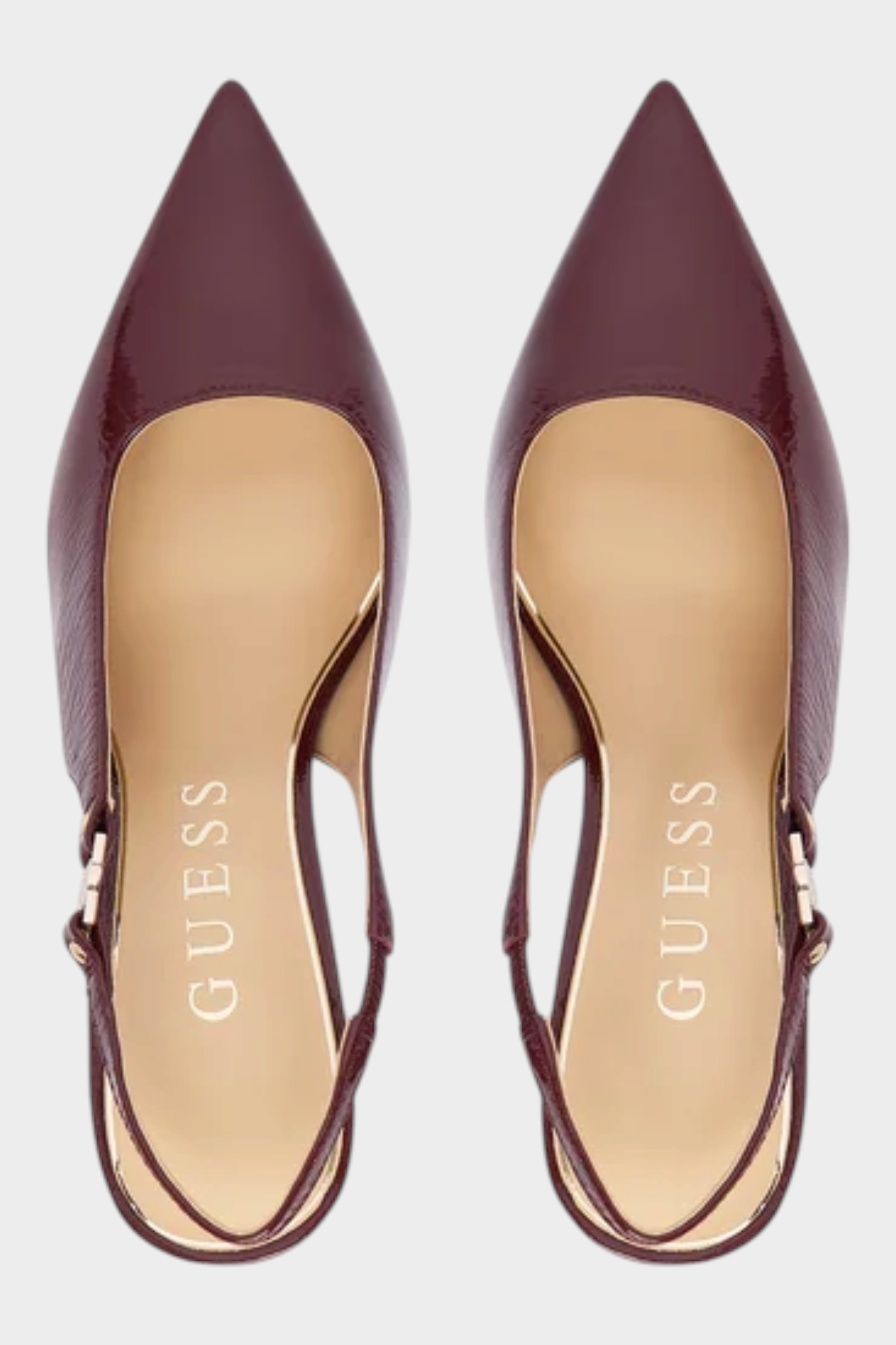 Sandali decolleté slingback Follower SRL GUESS color bordeaux in vernice con punta affusolata