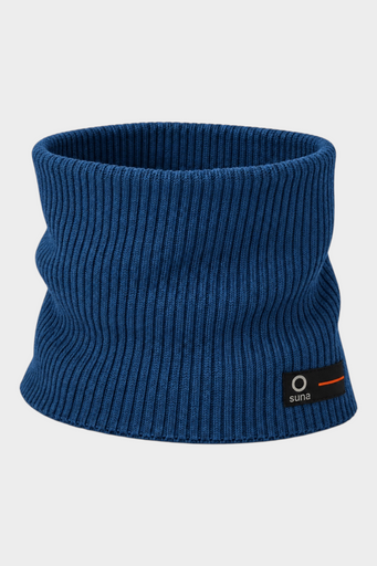 Scaldacollo unisex Follower SRL in cotone blu a costine con etichetta logo SUNS BOARDS