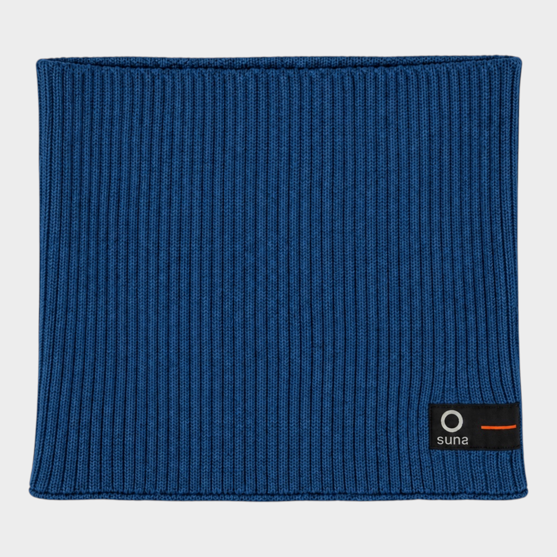 Scaldacollo unisex Follower SRL SUNS BOARDS in cotone blu a costine con etichetta logo, ideale per l'inverno.