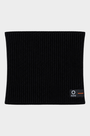 Scaldacollo unisex Follower SRL SUNS BOARDS in cotone nero a coste con etichetta logo frontale