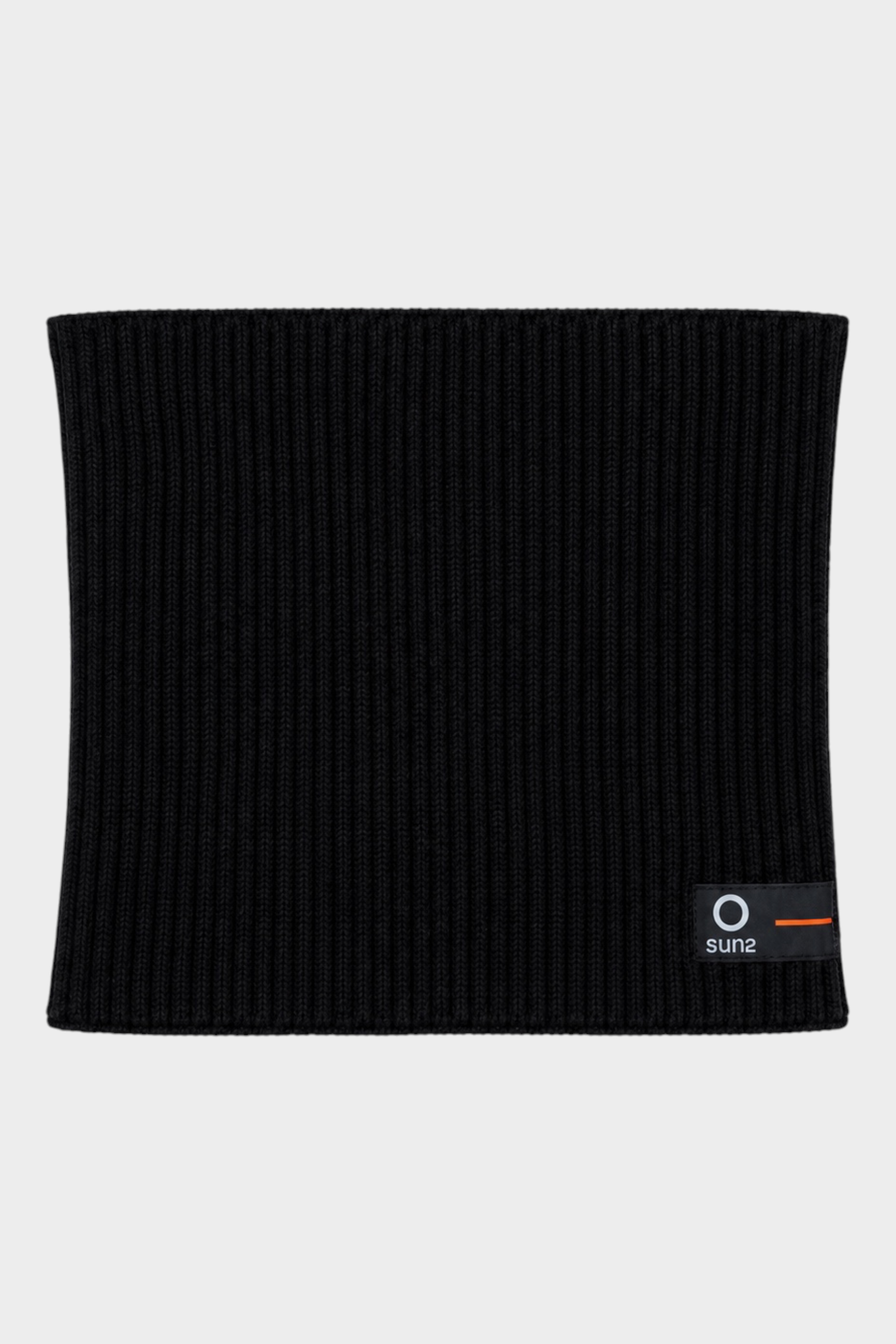 Scaldacollo unisex Follower SRL SUNS BOARDS in cotone nero a coste con etichetta logo frontale