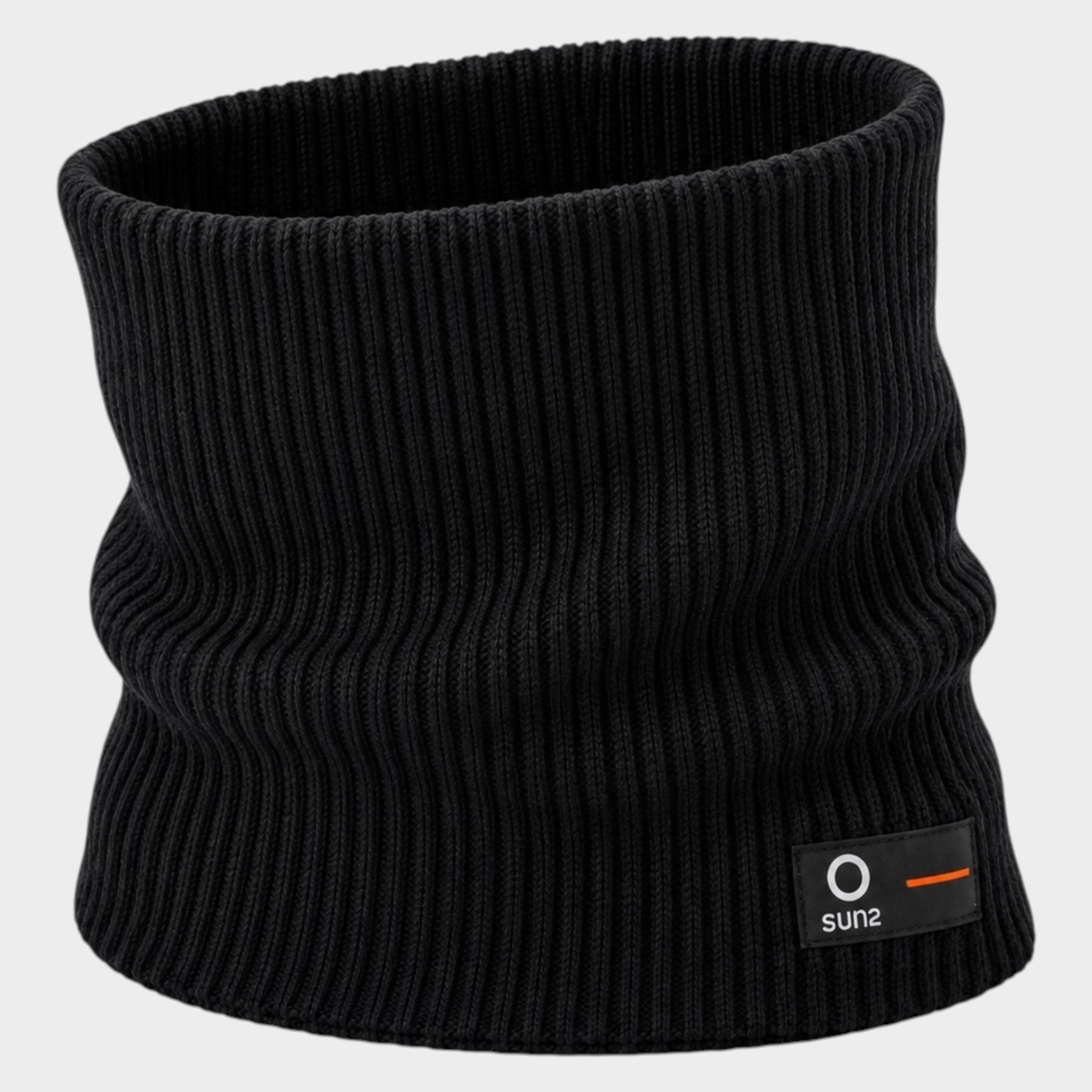 Scaldacollo unisex nero in cotone a coste Follower SRL con etichetta logo SUNS BOARDS