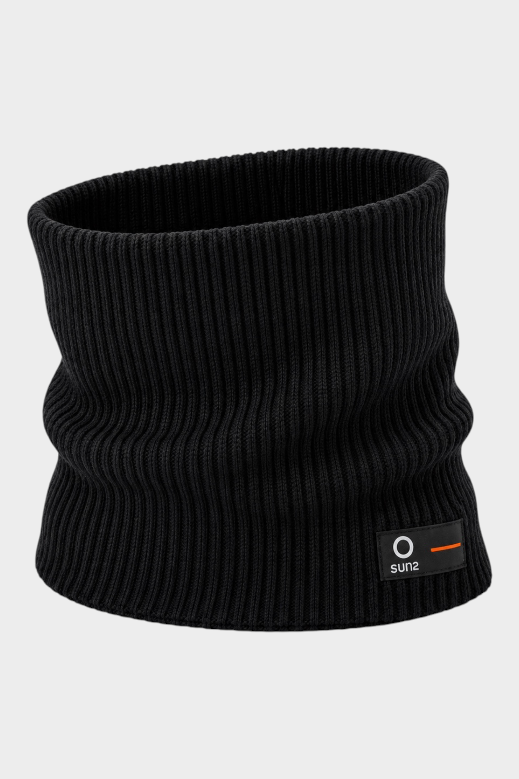 Scaldacollo unisex nero in cotone a coste Follower SRL con etichetta logo SUNS BOARDS