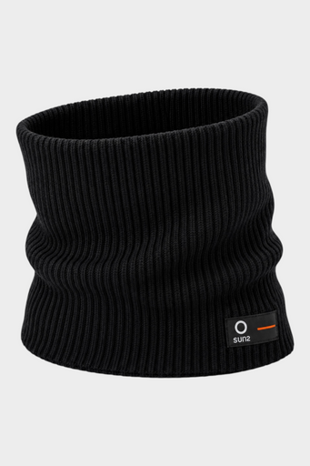 Scaldacollo unisex nero in cotone a coste Follower SRL con etichetta logo SUNS BOARDS