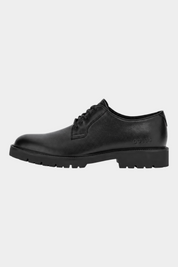 Scarpe stringate Follower SRL GUESS Bryndon in vera pelle nera con suola carrarmato e logo laterale