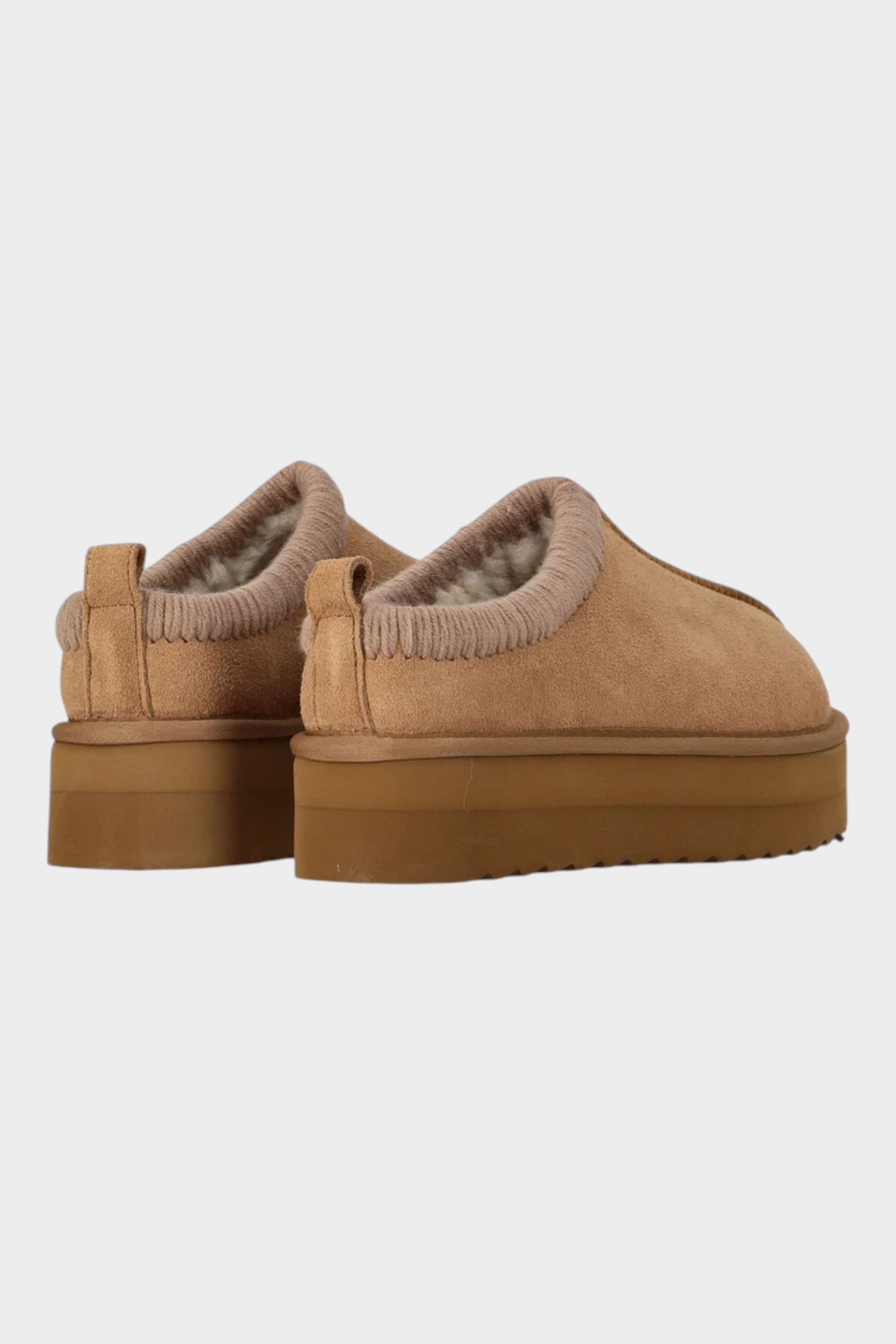 Slipper Follower SRL COLORS OF CALIFORNIA da donna in camoscio beige con fodera in montone e suola platform