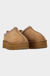 Slipper Follower SRL COLORS OF CALIFORNIA da donna in camoscio beige con fodera in montone e suola platform
