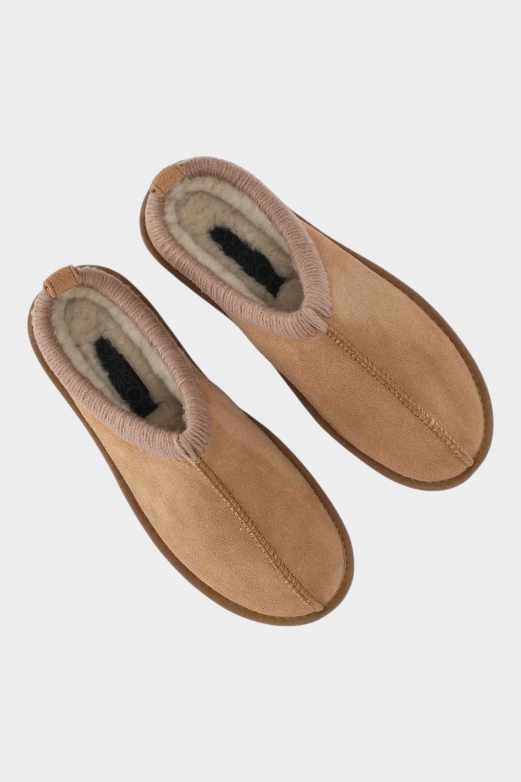 Slipper Follower SRL COLORS OF CALIFORNIA da donna in camoscio beige con calda fodera interna in montone