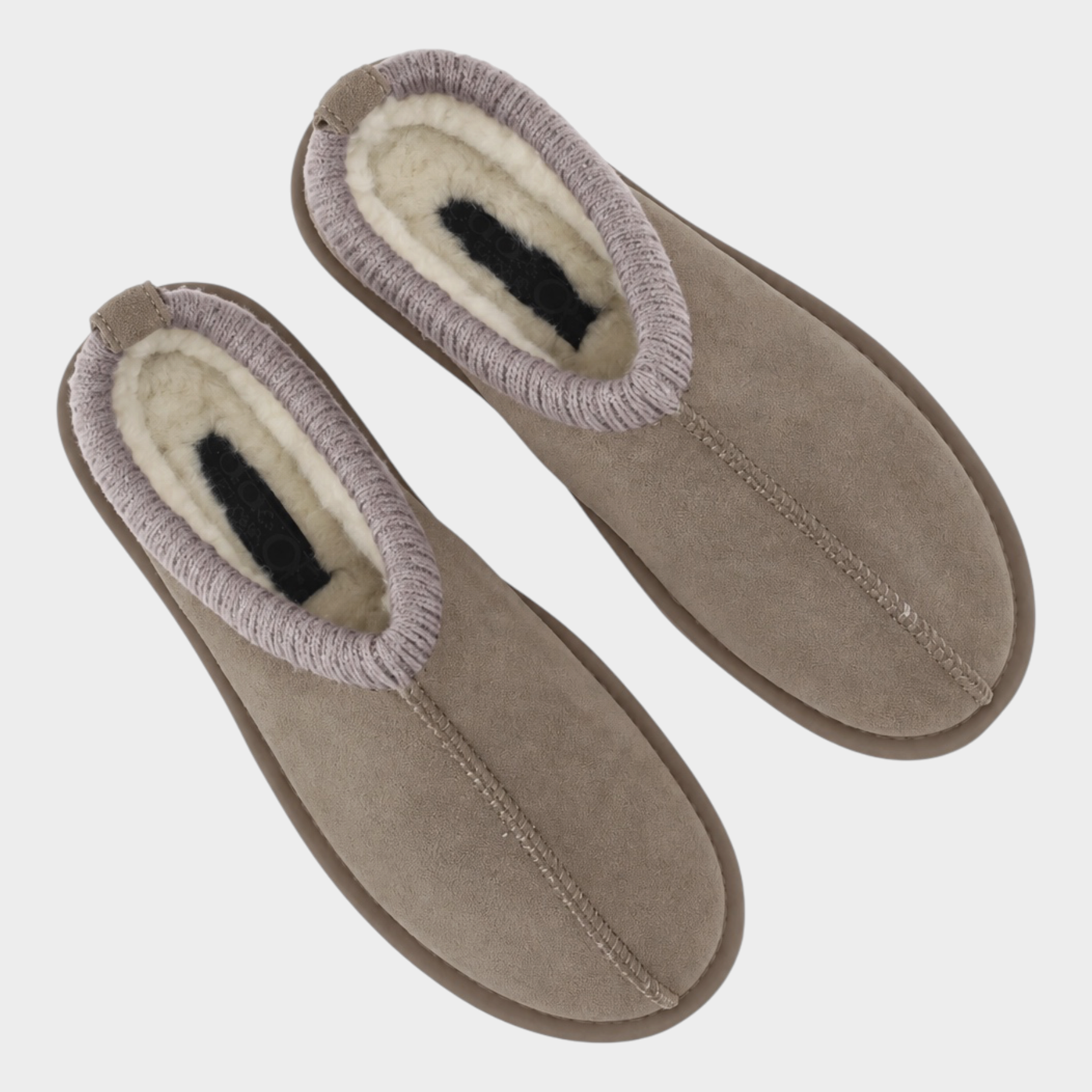 Slipper Follower SRL COLORS OF CALIFORNIA da donna in camoscio marrone con calda fodera in montone e bordo a coste