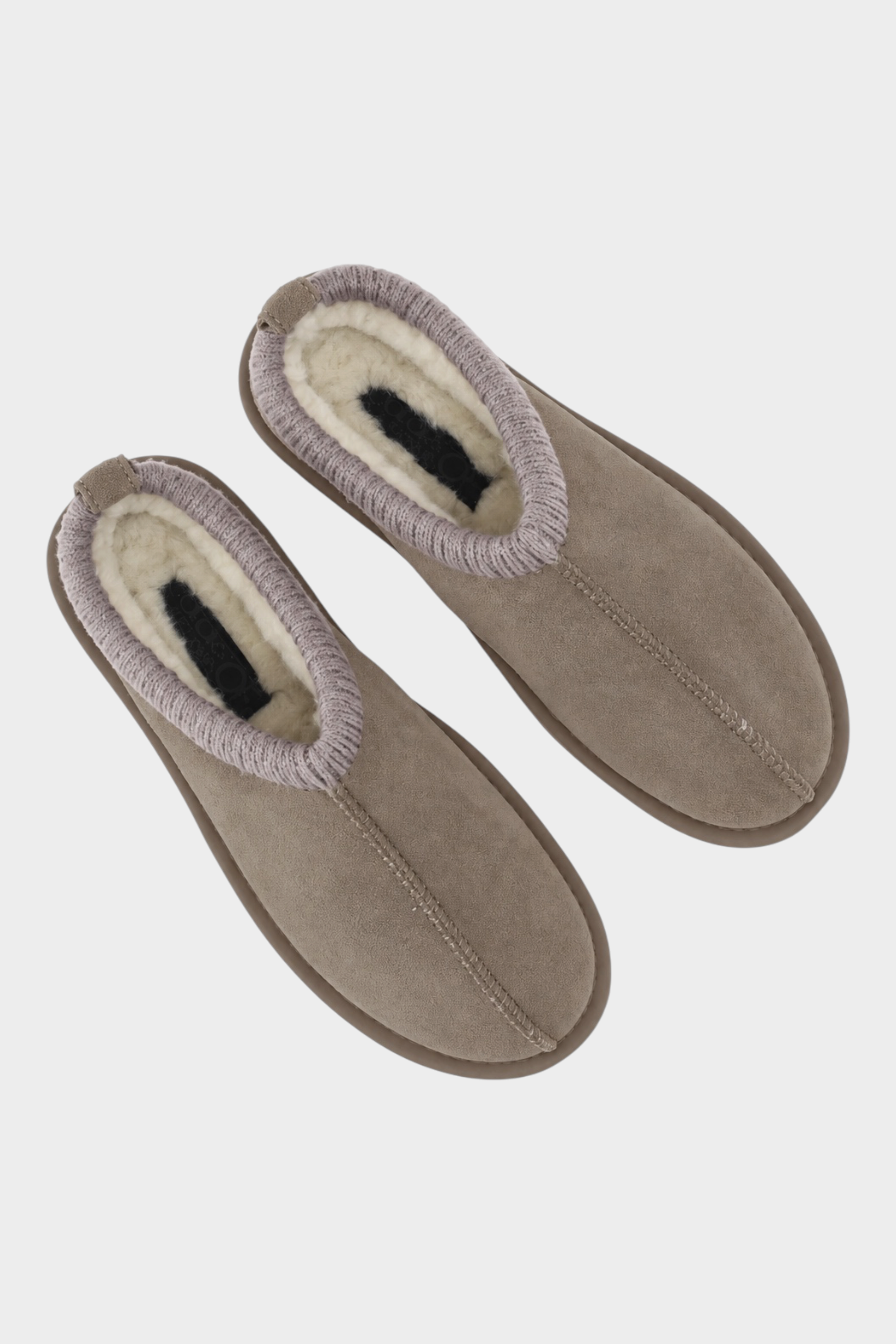 Slipper Follower SRL COLORS OF CALIFORNIA da donna in camoscio marrone con calda fodera in montone e bordo a coste