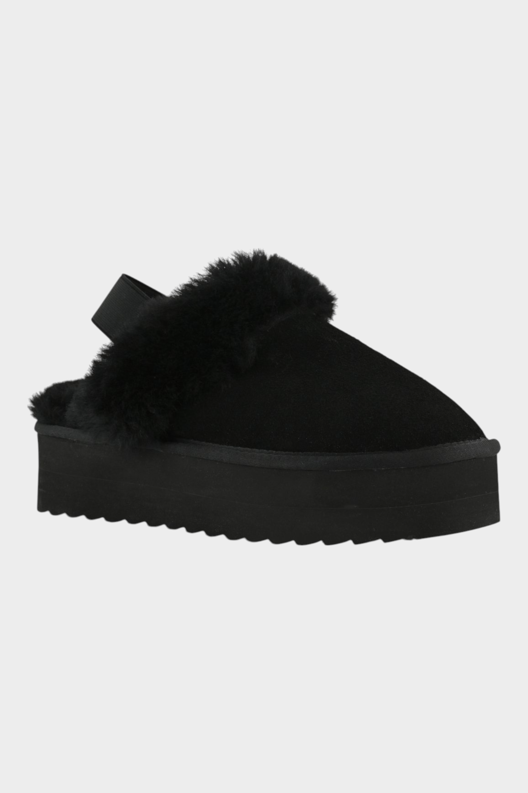 Slipper Follower SRL COLORS OF CALIFORNIA in camoscio nero con fodera in montone e suola platform