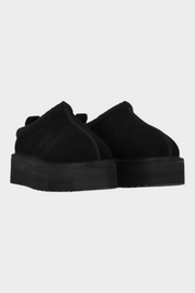 Slipper Follower SRL COLORS OF CALIFORNIA da donna in camoscio nero con fodera in montone e suola platform alta