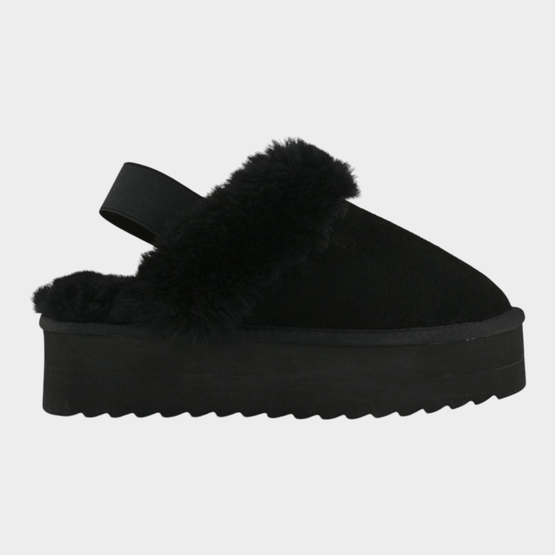 Slipper Follower SRL COLORS OF CALIFORNIA da donna in camoscio nero con fodera in montone e suola platform