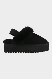Slipper Follower SRL COLORS OF CALIFORNIA da donna in camoscio nero con fodera in montone e suola platform