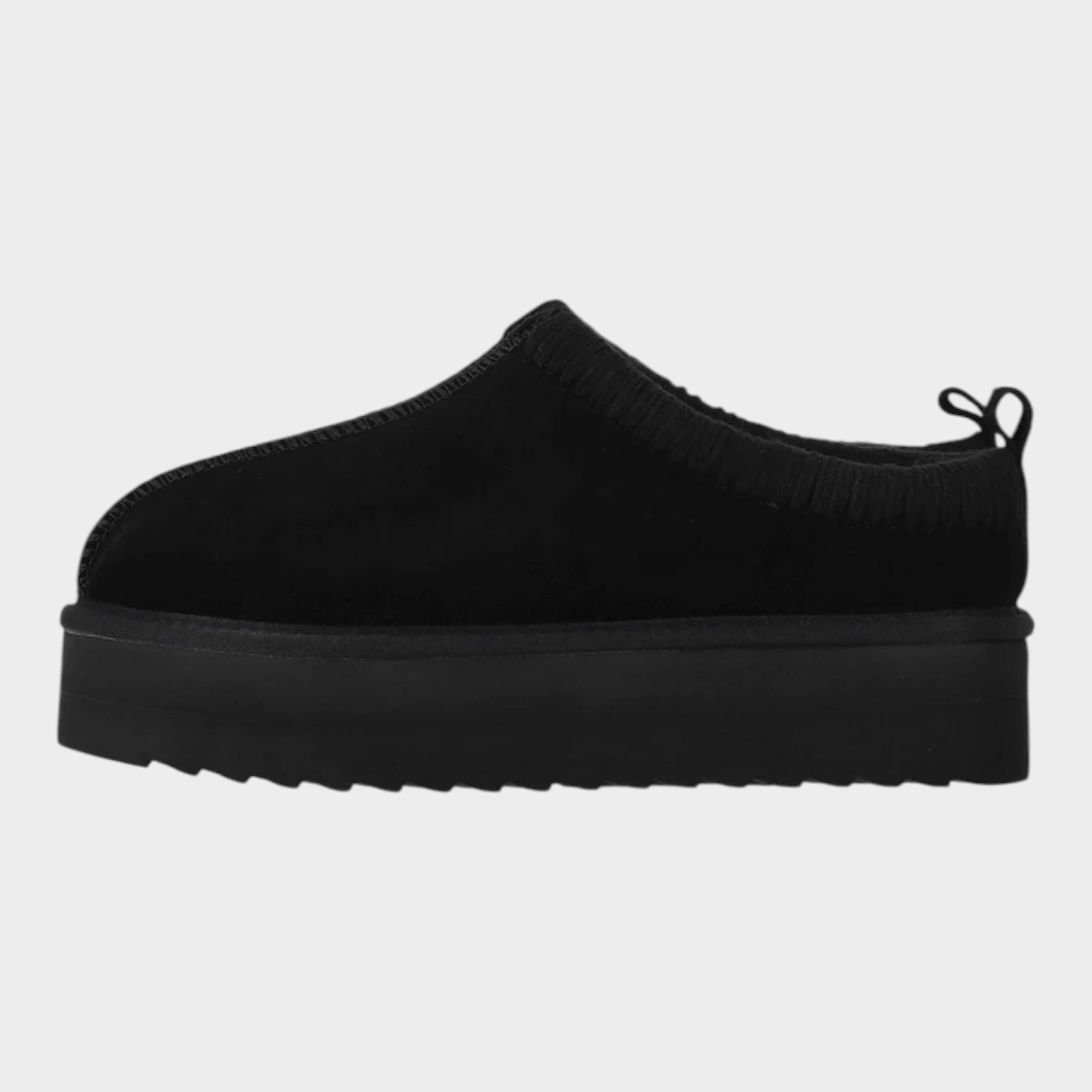 Slipper donna Follower SRL COLORS OF CALIFORNIA in camoscio nero con fodera in montone e suola platform dentellata