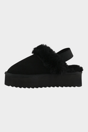 Slipper Follower SRL COLORS OF CALIFORNIA da donna in camoscio nero con fodera in montone e suola platform