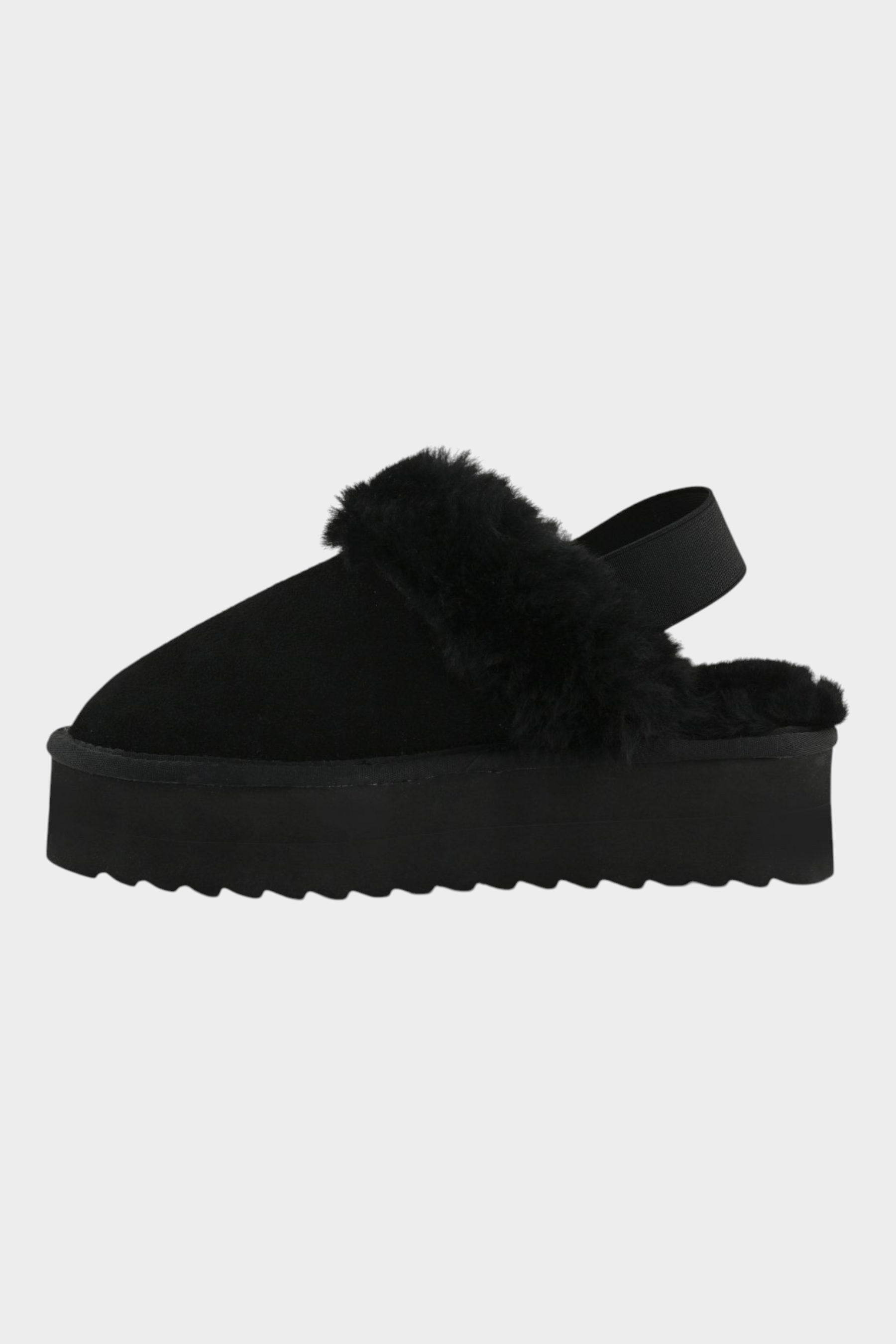 Slipper Follower SRL COLORS OF CALIFORNIA da donna in camoscio nero con fodera in montone e suola platform