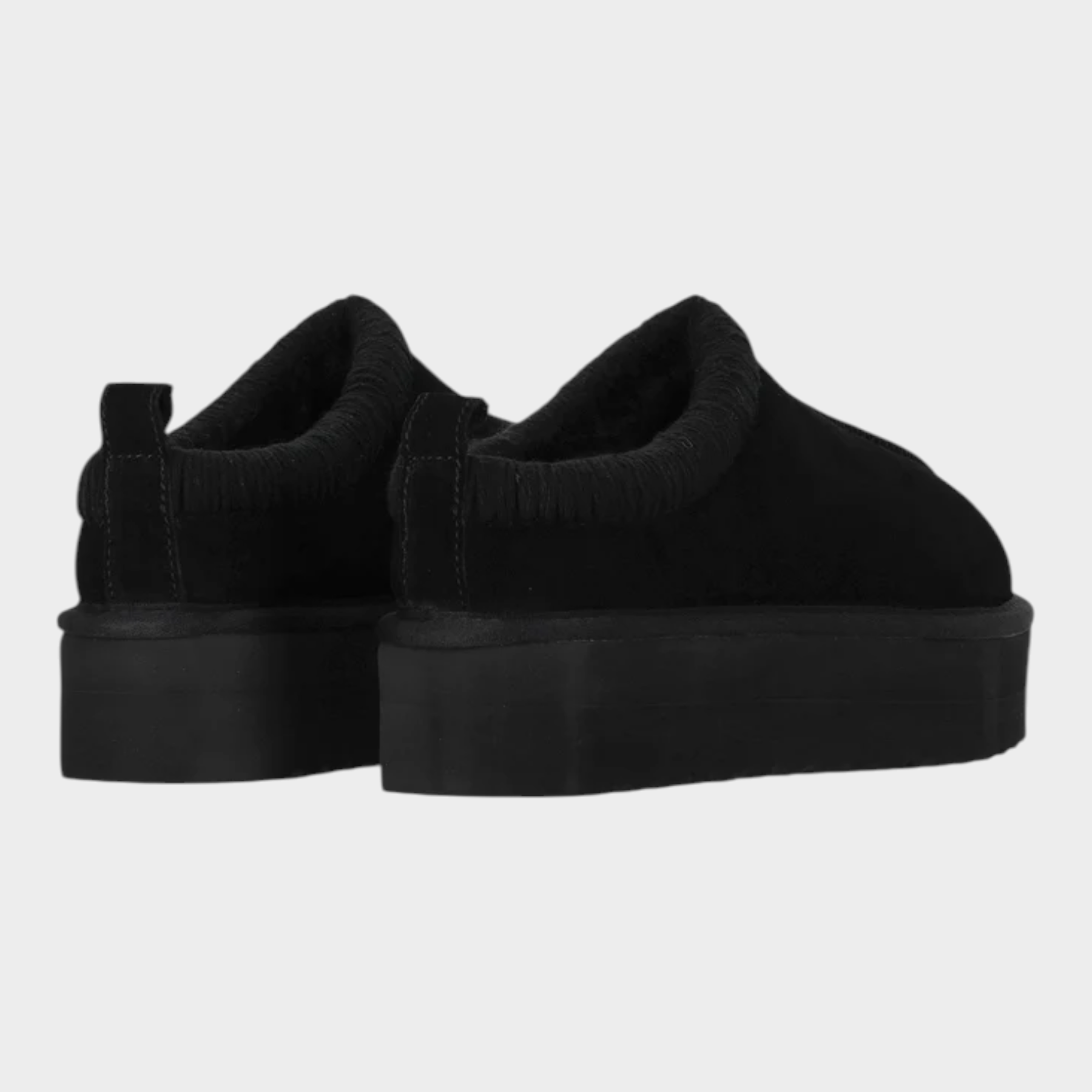 Slipper nere Follower SRL con fodera in montone e suola platform alta, vista posteriore