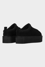 Slipper nere Follower SRL con fodera in montone e suola platform alta, vista posteriore