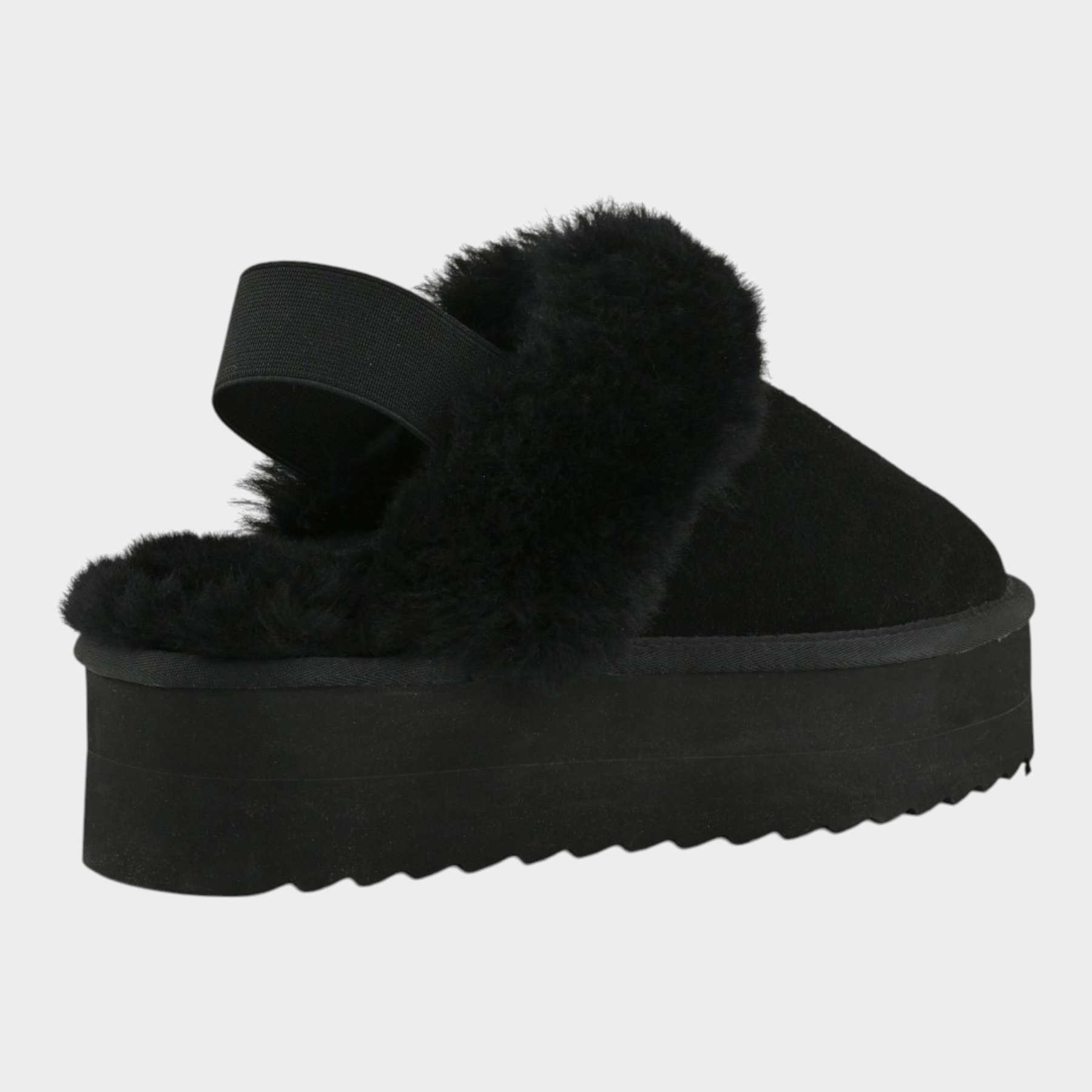 Slipper donna Follower SRL COLORS OF CALIFORNIA in camoscio nero con fodera in montone e suola platform
