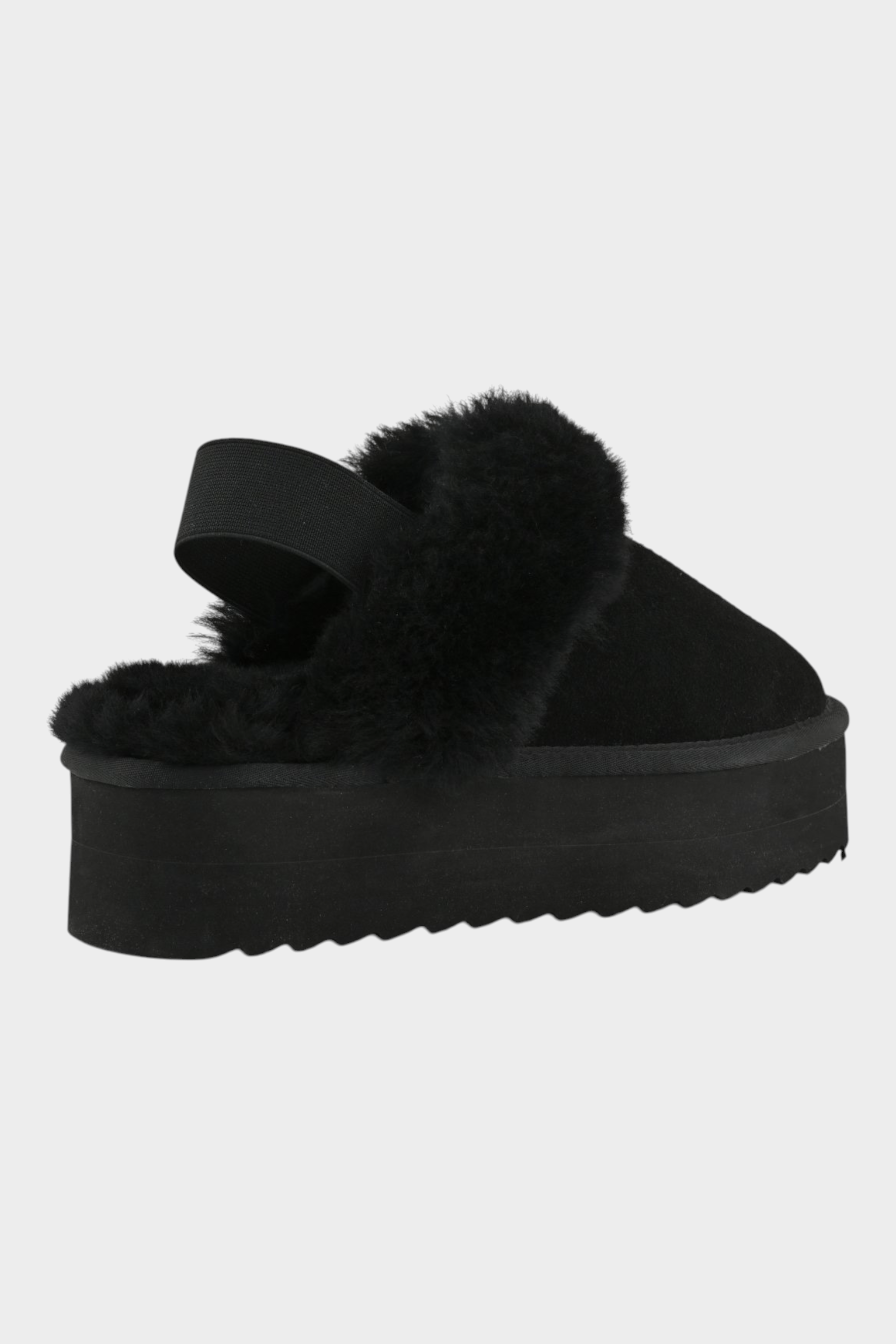 Slipper donna Follower SRL COLORS OF CALIFORNIA in camoscio nero con fodera in montone e suola platform