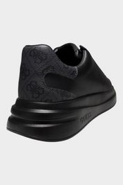 Sneaker uomo Follower SRL GUESS nera con motivo 4G e logo in rilievo sulla suola in gomma