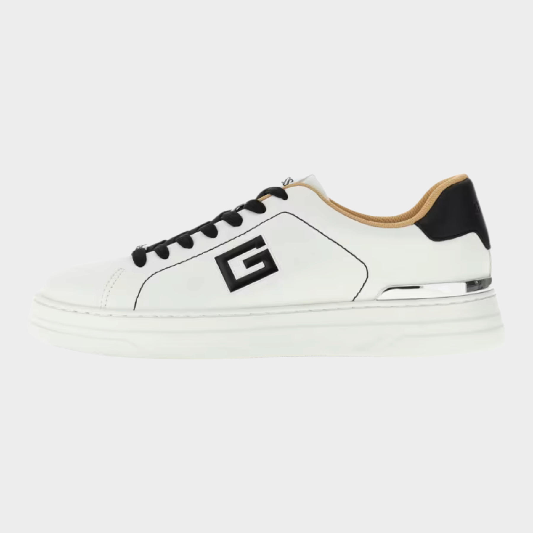 Sneaker uomo Follower SRL modello Welyar in pelle bianca con logo G nero e dettagli a contrasto