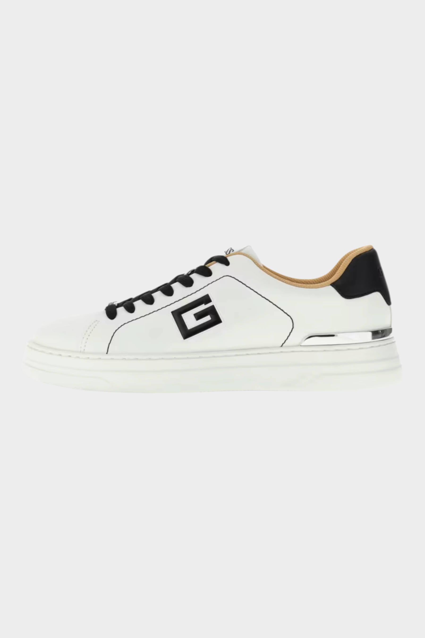 Sneaker uomo Follower SRL modello Welyar in pelle bianca con logo G nero e dettagli a contrasto